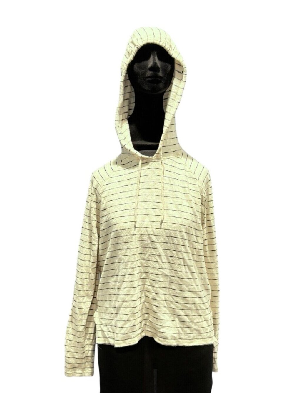 Aerie Striped Hoodie Cream Navy Blue Size S/P Long Sleeve Shirt